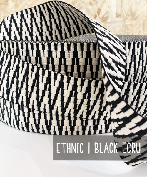 0,5 m Gurtband | 6 cm breit | AZTEC | Black-Ecru