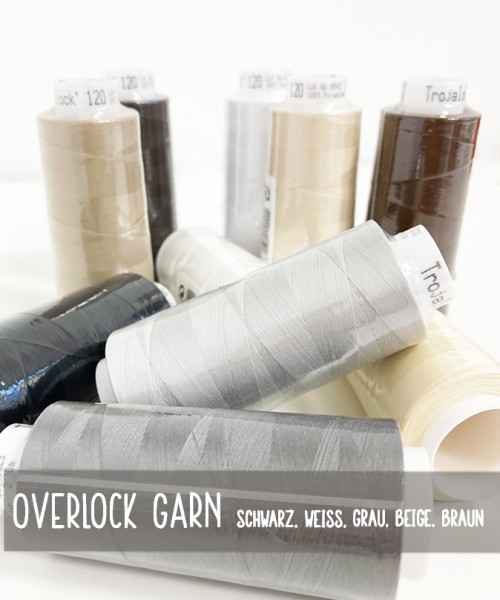 Trojalock | Overlock-Garn | Farbtöne: Schwarz, Weiß, Grau, Beige, Braun