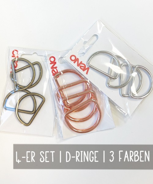 D-Ring | 4er Set | 30 mm | 3 Farben | VENO