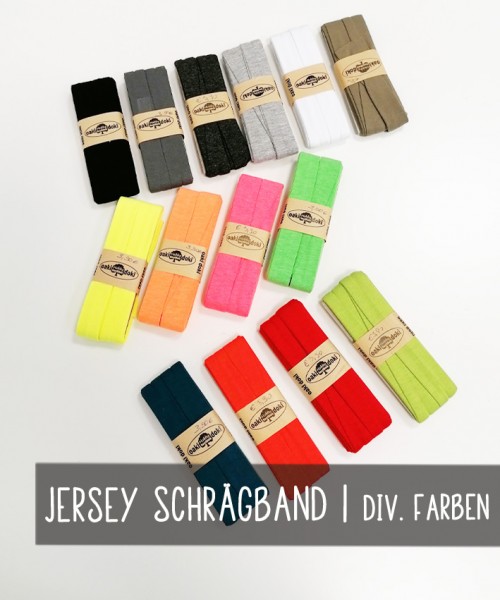 Jersey Schrägband | 40/20 gefalzt | Coupon 3m | 14 Farben