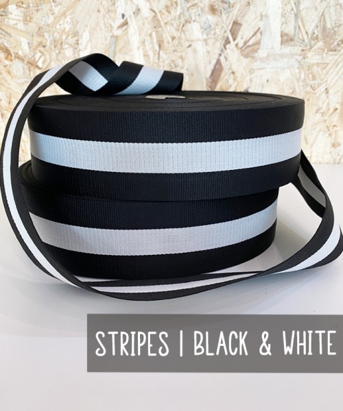 0,5 m Gurtband | 6 & 3 cm breit | STRIPES | Black-White