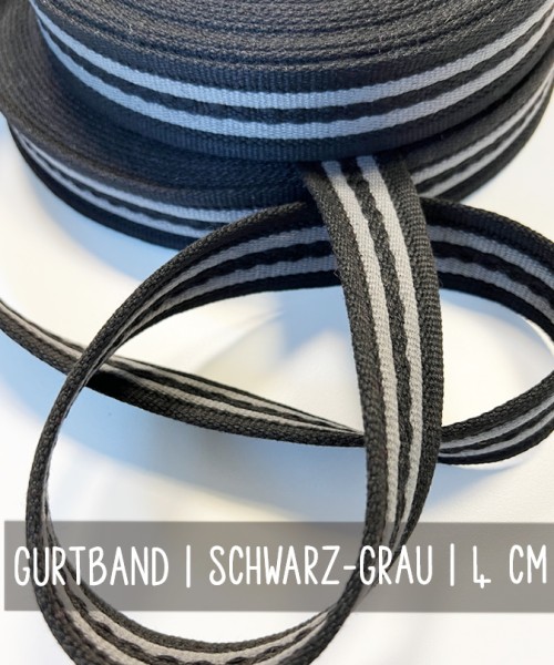 Gurtband | SCHWARZ-GRAU | 4 cm