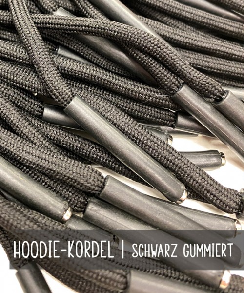 1 Stk. Hoodie-Kordel | Schwarz GUMMIERT