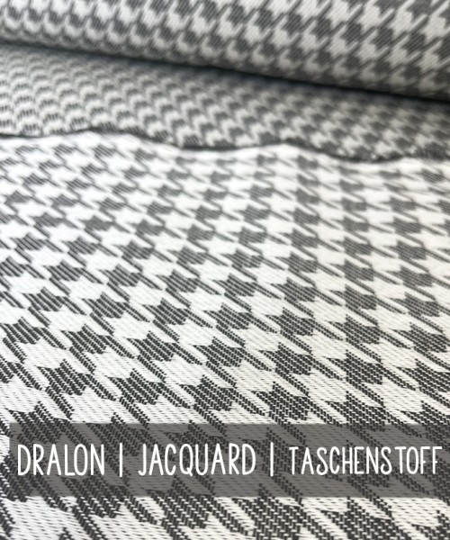 Dralon | Jacquard | Taschenstoff | HAHNENTRITT | Grau-Weiss